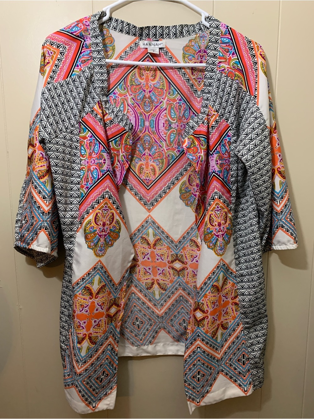 Women’s Small Hannah Multicolor Paisley Print Top - White, Black, Orange, Pink
